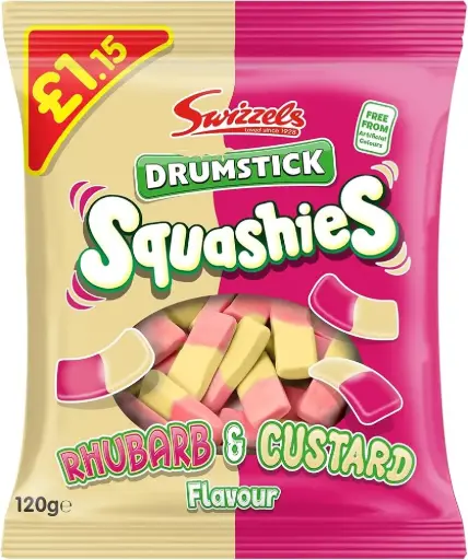 [1142.] SWIZZLES SQUASHIES RHUBARB & CUSTARD 120G (UK)