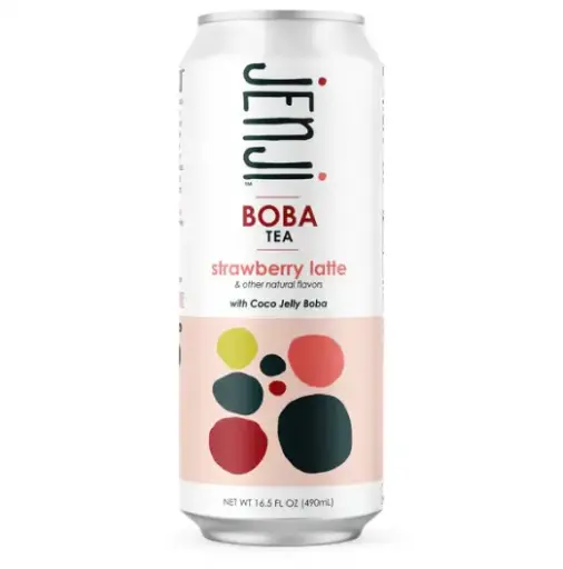 JENJI STRAWBERRY LATTE BOBA TEA 490ML/12CT