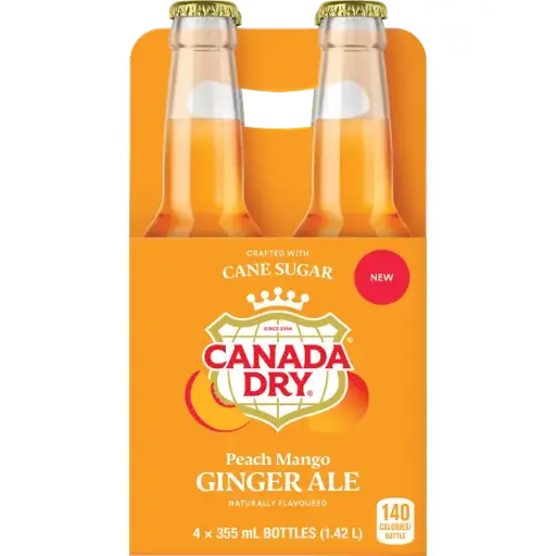 [412682] CANADA DRY PEACH MANGO GINGER ALE GLS BTL 355ML / 4PK