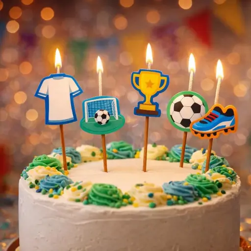 [45635] HAPPY BIRTHDAY CANDLESW/ CAKE DECOR 5/PK