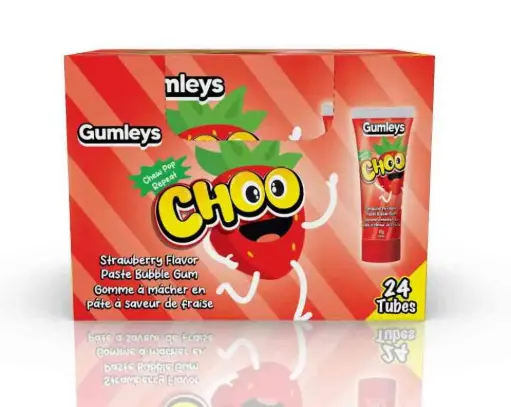 [PMF402] GUMLEYS CHOO TUBE GUM STRAWBERRY 45G/24CT