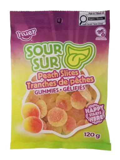 [HB597972] HUER SOUR PEACH SLICES GUMMIES 120G 