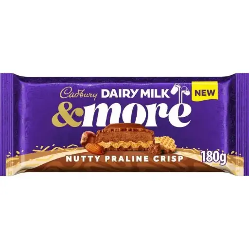 [5693.] DAIRY MILK & MORE NUTTY PRALINE CRISP 180G (UK) 