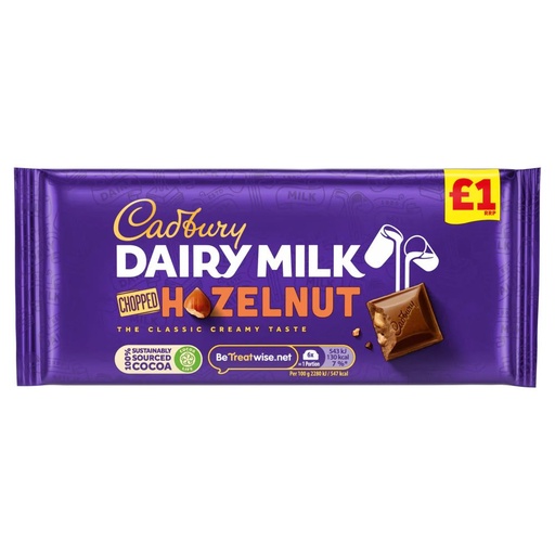 [8471../6465] CADBURY DAIRY MILK CHOPPED HAZELNUT 95G (UK)