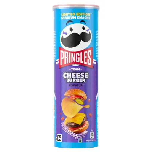[8819.] PRINGLES PASSPORT TEAM CHEESE BURGER 165G (UK)  