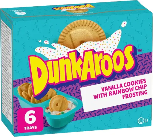 [07724] DUNKAROOS VANILLA COOKIES RAINBOW CHIP FROSTING 168G/6CT 
