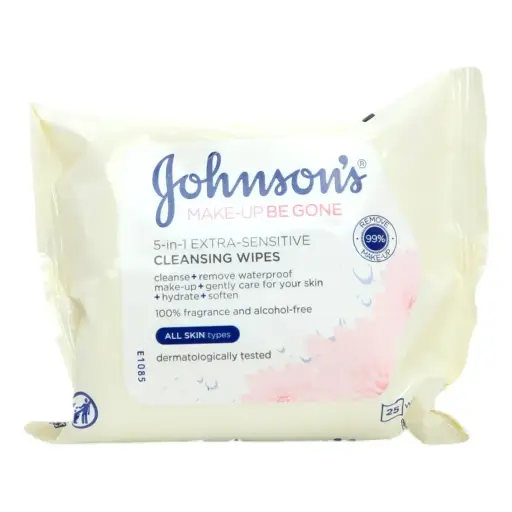 JOHNSON'S MAKE UP REMOVER WIPES SENSITIVE 25/PK 