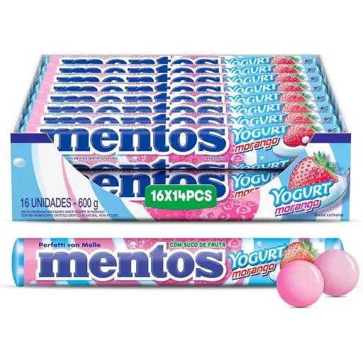 [3085] MENTOS YOGURT MORANGO 16CT (UK)