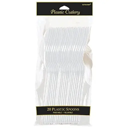 [FP32298] PLASTIC SPOON CLEAR HEAVY DUTY 20/PK    