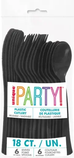 [FP32174] REUSABLE CUTLERY BLACK HEAVY DUTY 18/PK  