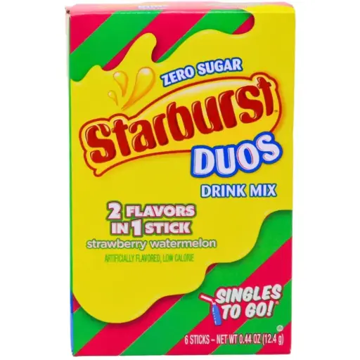 [2712] STARBURST ZERO SUGAR SINGLES TO GO STRAWBERRY WATERMELON DRINK MIX 6CT 