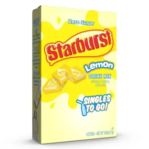 [2722] STARBURST ZERO SUGAR SINGLES TO GO LEMON DRINK MIX 6CT  
