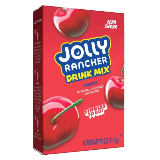 [3733.] JOLLY RANCHER ZERO SUGAR SINGLES TO GO CHERRY DRINK MIX 6CT  