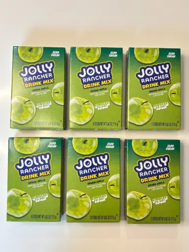 [3732] JOLLY RANCHER ZERO SUGAR SINGLES TO GO GREEN APPLE DRINK MIX 6CT