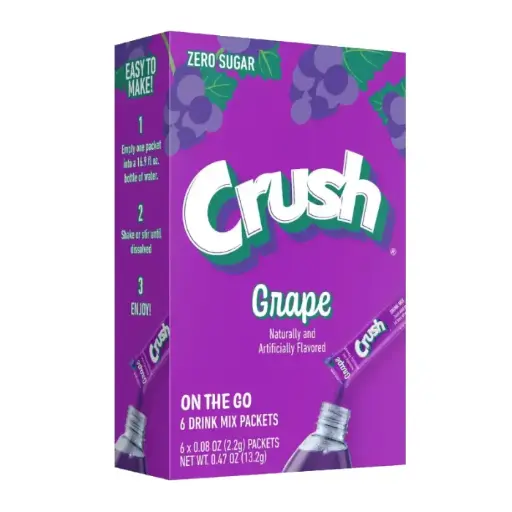 [6663] CRUSH ZERO SUGAR SINGLES TO GO  GRAPE DRINK MIX 6CT 