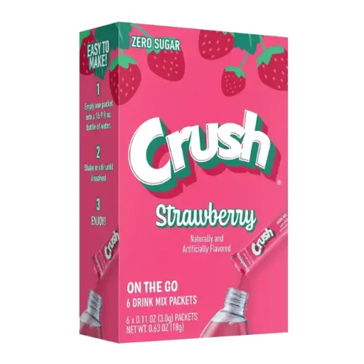 [6664] CRUSH ZERO SUGAR SINGLES TO GO STRAWBERRY DRINK MIX 6CT 