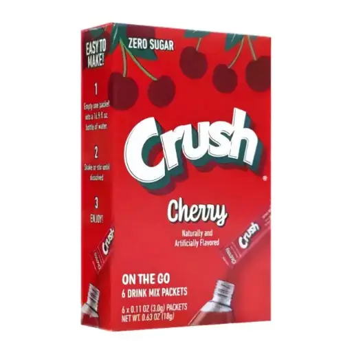 [6666] CRUSH ZERO SUGAR SINGLES TO GO CHERRY DRINK MIX 6CT   