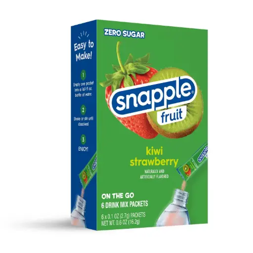 [6344.] SNAPPLE ZERO SUGAR SINGLES TO GO KIWI STRAW. DRINK MIX 6CT