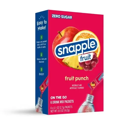 [6354] SNAPPLE ZERO SUGAR SINGLES TO GO FRUIT PUNCH DRINK MIX 6CT