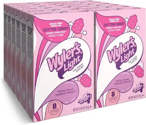 [5064] WYLER'S LIGHT ZERO SUGAR SINGLES TO GO COTTON CANDY 8CT 