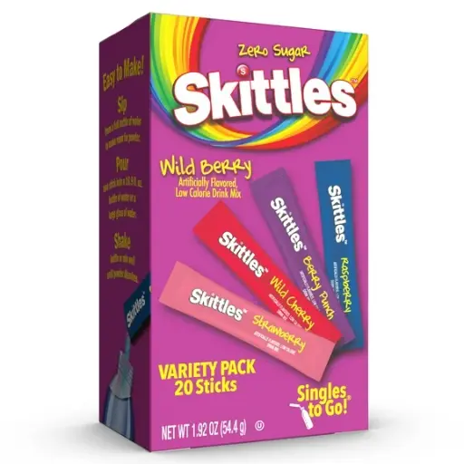 [2852.] SKITTLES ZERO SUGAR SINGLES TO GO WILD BERRY 20CT