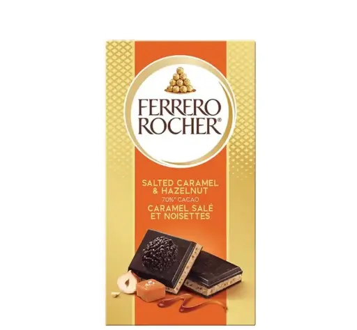 [6690.] FERRERO ROCHER SALTED CARAMEL & HAZELNUT DARK CHOCOLATE 90G
