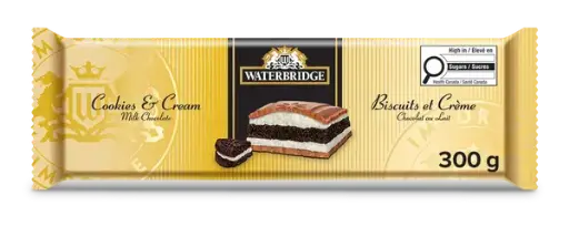 [W-B0958] WATERBRIDGE COOKIES & CREAM MILK CHOCOLATE BAR 295G 