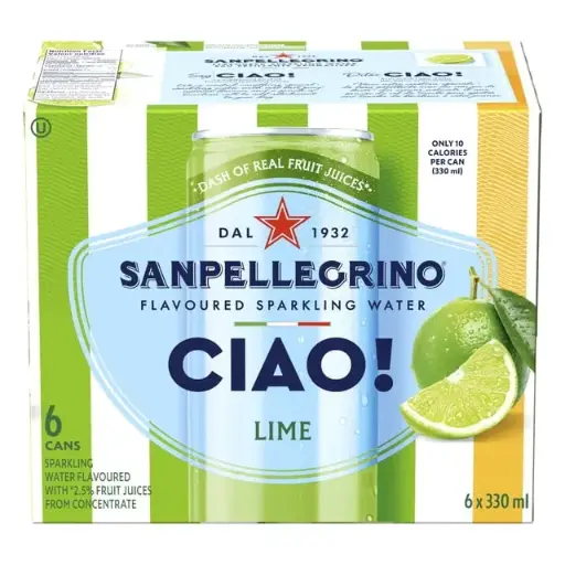 [24564] SAN PELLEGRINO CIAO! LIME SPARKLING DRINK 330ML/6CT